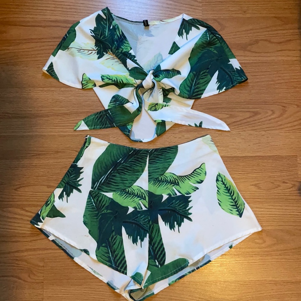Zaful Palm Leaf Set